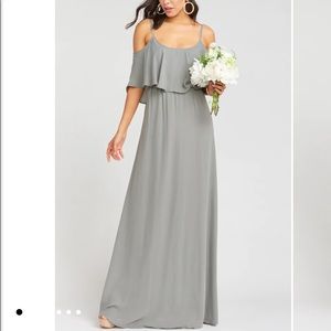 Show Me Your Mumu Caitlin Ruffle Maxi Convertible Bridesmaid Dress. Medium